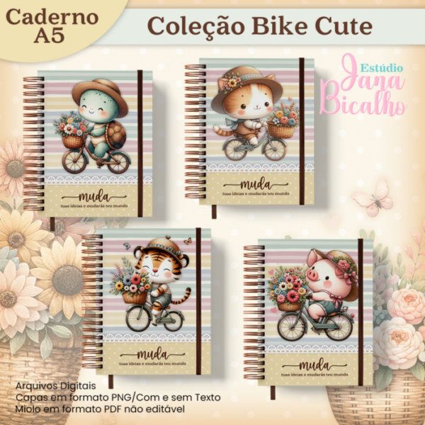 Caderno A5 Coleção Bike Cute 18 em 1