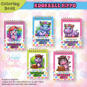 Caderno A5 Para Colorir Adorable Hippo