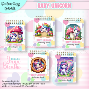 Caderno A5 Para Colorir Baby Unicorn