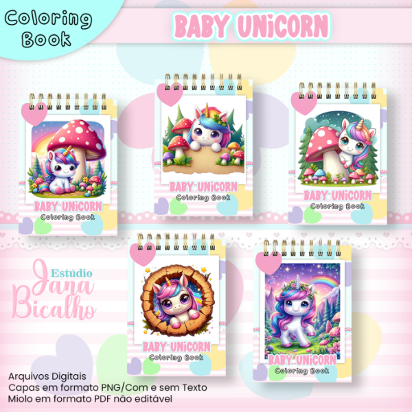 Caderno A5 Para Colorir Baby Unicorn