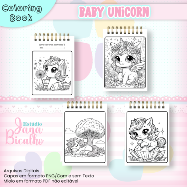 Caderno A5 Para Colorir Baby Unicorn - Image 3