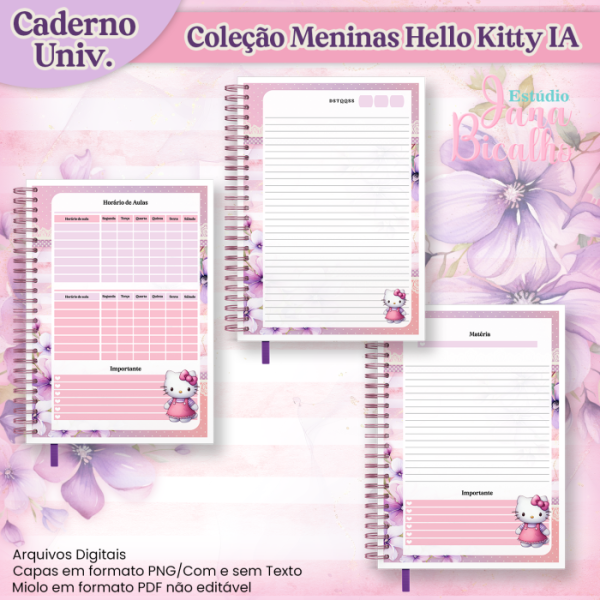 Caderno Universitário Coleção Meninas Hello Kitty IA - Image 4