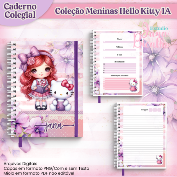 Caderno Colegial Coleção Meninas Hello Kitty IA - Imagem 3