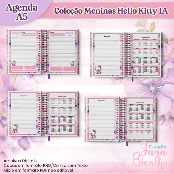 Agenda Escolar A5 Coleção Meninas Hello Kitty IA - Image 4