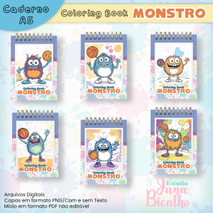 Caderno A5 Para Colorir Monstros