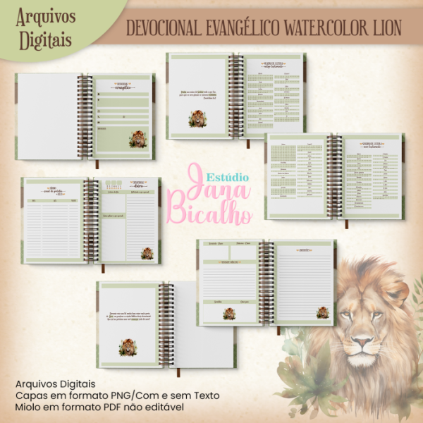 Devocional Evangélico Watercolor Lion - Imagem 2