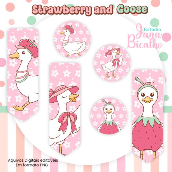 Combo Marca Páginas e Tags Coleção Strawberry and Goose - Imagem 2