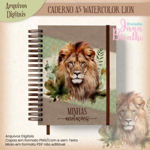 Caderno Pautado A5 Watercolor Lion