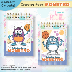 Caderno Colegial Para Colorir Monstros