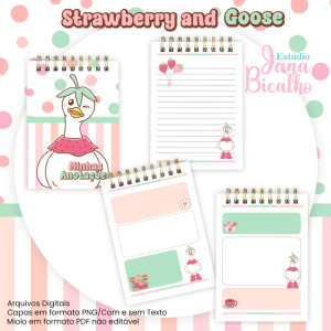 Bloquinho A6 Coleção Strawberry and Goose - 3 em 1