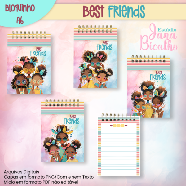Bloquinho A6 Best Friends 4 em 1