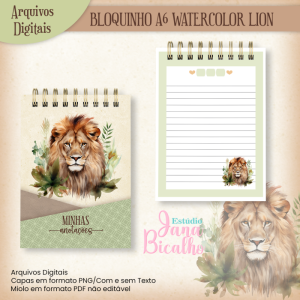 Bloquinho A6 Watercolor Lion