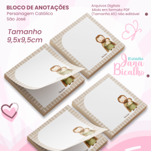 Bloco de Anotações 9,5x9,5cm Personagem Católico-São José