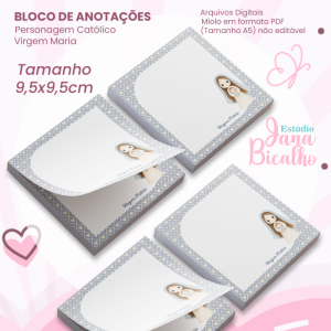 Bloco de Anotações 9,5x9,5cm Personagem Católico-Virgem Maria