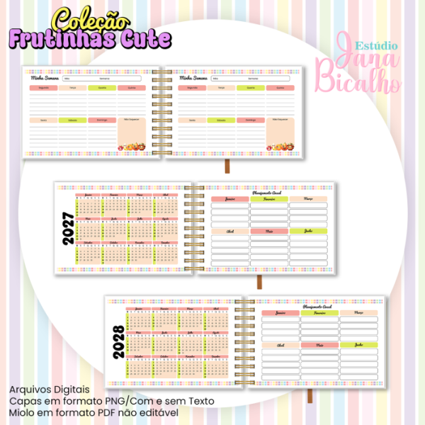 Planner Semanal Horizontal A5 Coleção Frutinhas Cute-N2 - Imagem 4