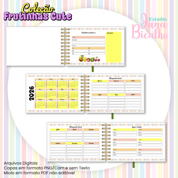 Planner Semanal Horizontal A5 Coleção Frutinhas Cute-N3 - Imagem 2
