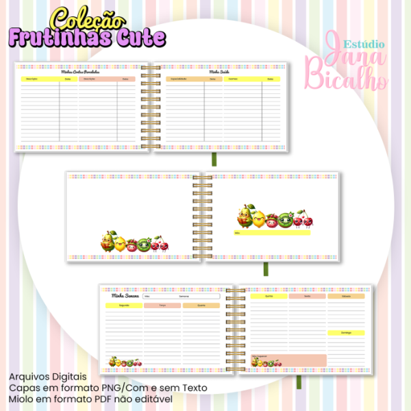 Planner Semanal Horizontal A5 Coleção Frutinhas Cute-N3 - Imagem 3