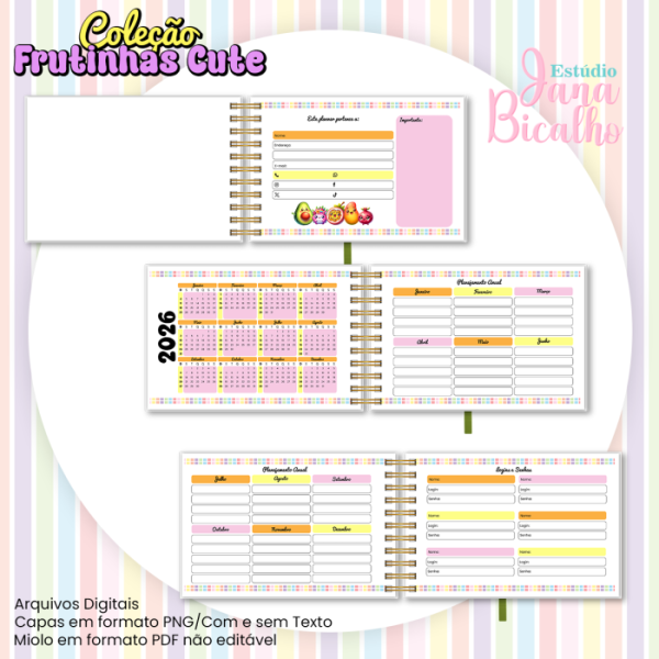 Planner Semanal Horizontal A5 Coleção Frutinhas Cute-N4 - Imagem 2