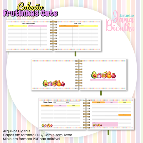 Planner Semanal Horizontal A5 Coleção Frutinhas Cute-N4 - Imagem 3