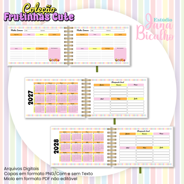 Planner Semanal Horizontal A5 Coleção Frutinhas Cute-N4 - Imagem 4