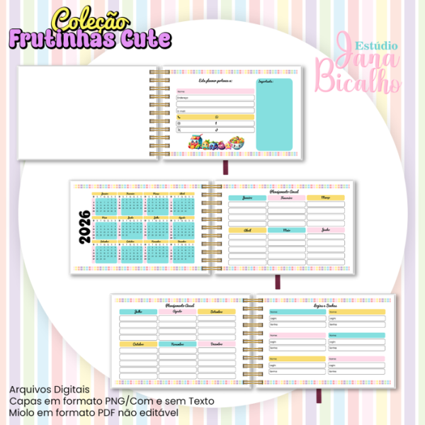 Planner Semanal Horizontal A5 Coleção Frutinhas Cute-N5 - Imagem 2