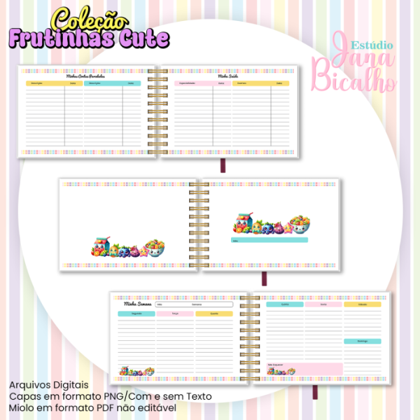 Planner Semanal Horizontal A5 Coleção Frutinhas Cute-N5 - Imagem 3