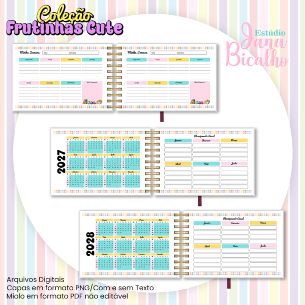 Planner Semanal Horizontal A5 Coleção Frutinhas Cute-N5 - Imagem 4