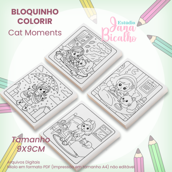 Bloquinho para Colorir 9x9cm Cat Moments - Imagem 2