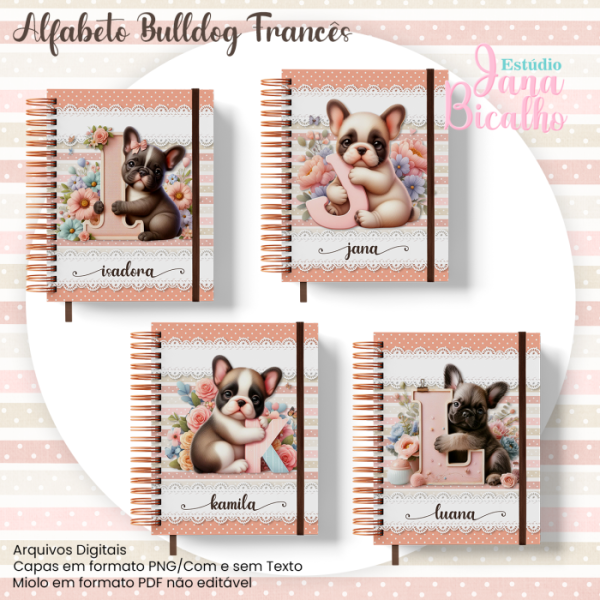 Caderno A5 Alfabeto Bulldog Francês - Imagem 3