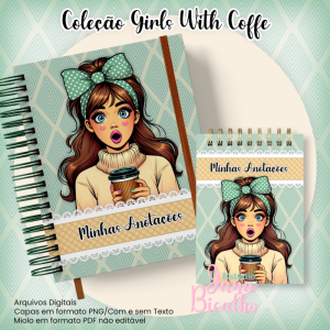 Caderno Pautado A5+Bloquinho A6 - Coleção Girls With Coffe N6