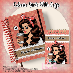 Caderno Pautado A5+Bloquinho A6 - Coleção Girls With Coffe N8