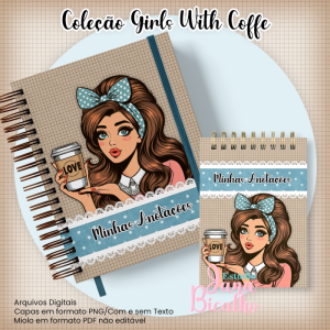 Caderno Pautado A5+Bloquinho A6 - Coleção Girls With Coffe N9