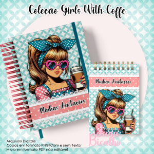 Caderno Pautado A5+Bloquinho A6 - Coleção Girls With Coffe N10