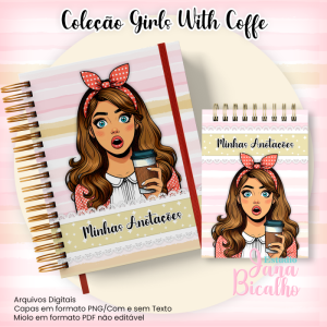 Caderno Pautado A5+Bloquinho A6 - Coleção Girls With Coffe N3