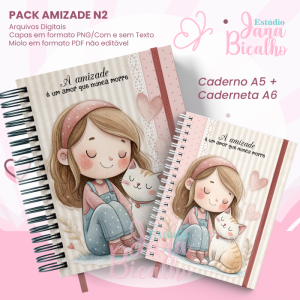 PACK Caderno Pautado A5+Caderneta A6 - Amizade N2
