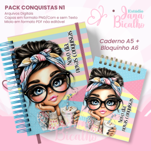 PACK Caderno Pautado A5+Bloquinho A6 - Conquistas N1