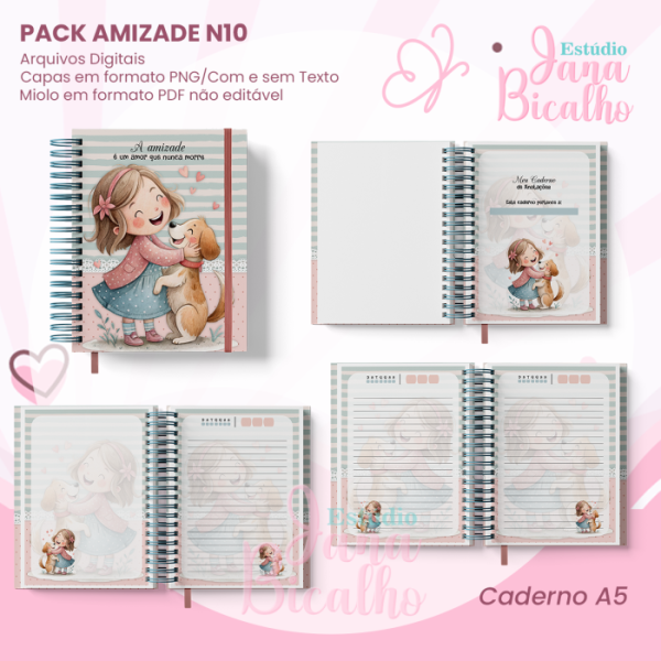 PACK Caderno Pautado A5+Caderneta A6 - Amizade N10 - Imagem 2