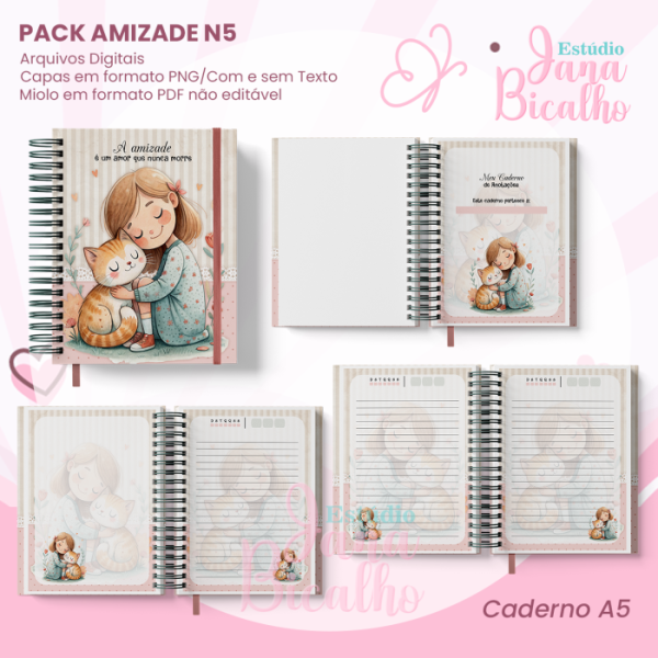 PACK Caderno Pautado A5+Caderneta A6 - Amizade N5 - Imagem 2