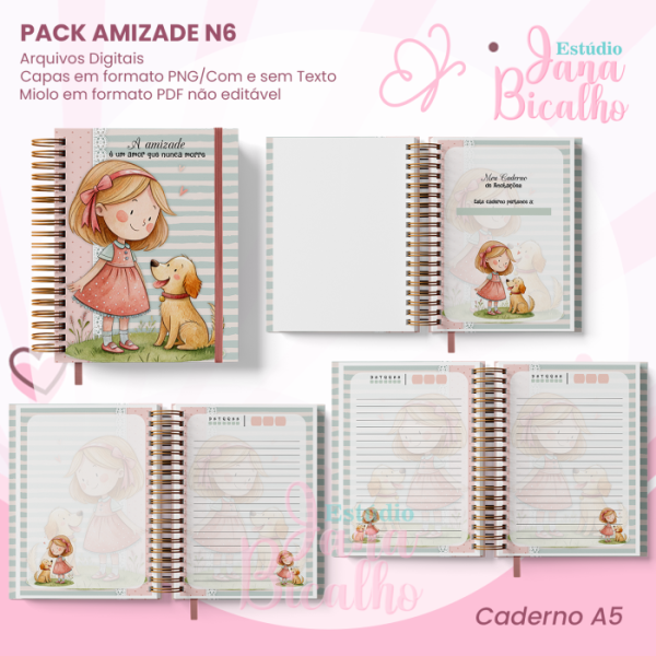 PACK Caderno Pautado A5+Caderneta A6 - Amizade N6 - Imagem 2
