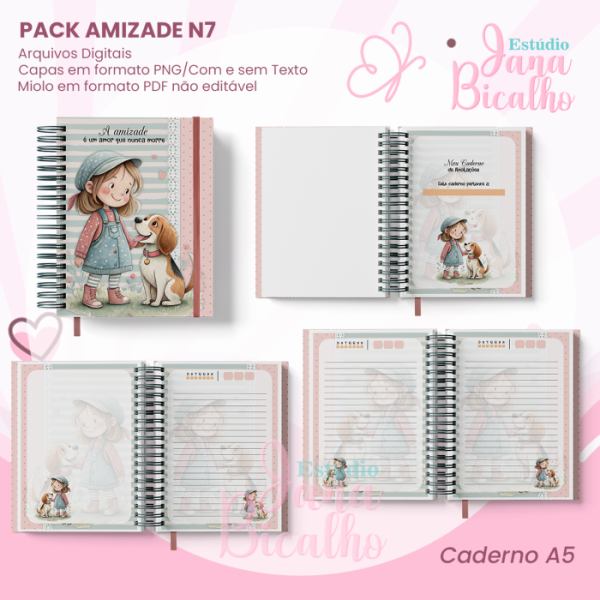 PACK Caderno Pautado A5+Caderneta A6 - Amizade N7 - Imagem 2