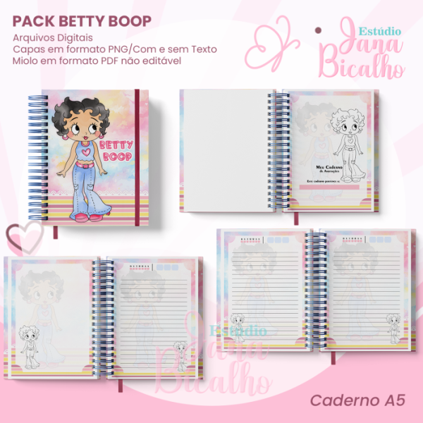 PACK Caderno Pautado A5+Bloquinho A6 - Betty Boop - Imagem 2
