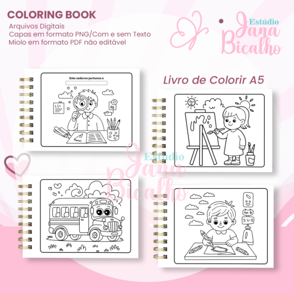 Livro A5 de Colorir Horizontal Escola - Imagem 2