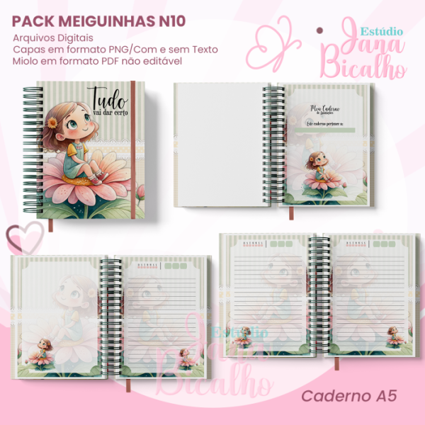 PACK Caderno Pautado A5+Bloquinho A6 - Coleção Meiguinhas N10 - Imagem 2