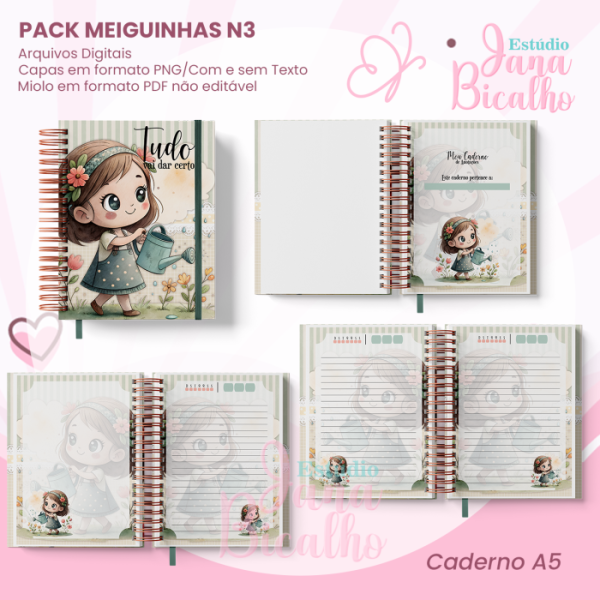 PACK Caderno Pautado A5+Bloquinho A6 - Coleção Meiguinhas N3 - Imagem 2