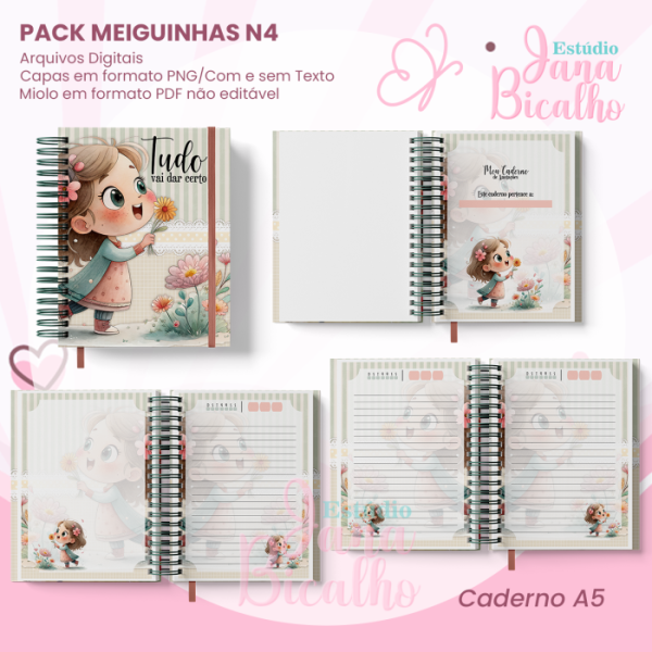 PACK Caderno Pautado A5+Bloquinho A6 - Coleção Meiguinhas N4 - Imagem 2