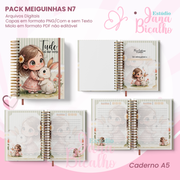 PACK Caderno Pautado A5+Bloquinho A6 - Coleção Meiguinhas N7 - Imagem 2