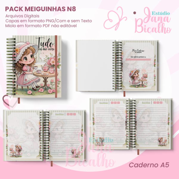 PACK Caderno Pautado A5+Bloquinho A6 - Coleção Meiguinhas N8 - Imagem 2
