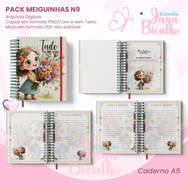 PACK Caderno Pautado A5+Bloquinho A6 - Coleção Meiguinhas N9 - Imagem 2