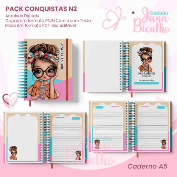 PACK Caderno Pautado A5+Bloquinho A6 - Conquistas N2 - Imagem 2