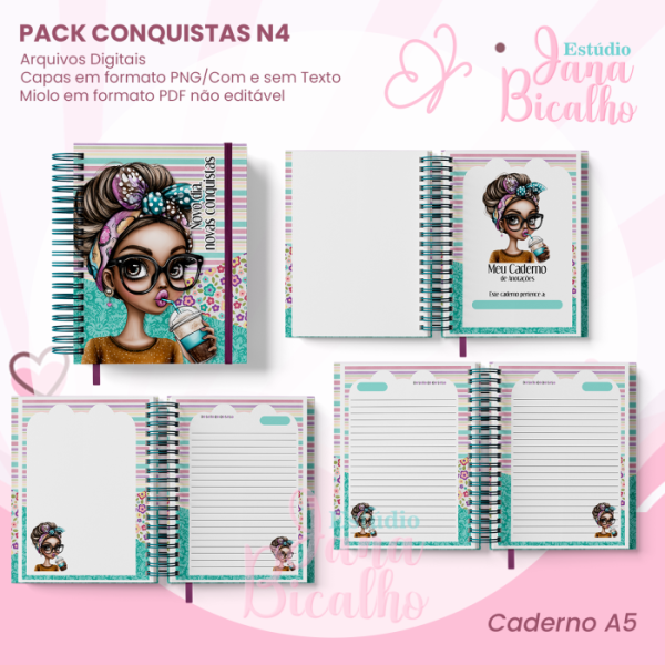 PACK Caderno Pautado A5+Bloquinho A6 - Conquistas N4 - Imagem 2